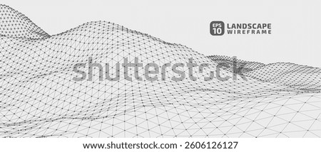 Abstract wireframe background. 3D grid technology illustration landscape. Digital Terrain Cyberspace in the Mountains with valleys. Data Array. | EPS10 Vector.