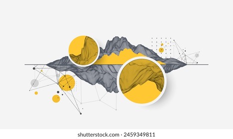 Abstract wireframe background. Modern science or technology art elements. Surface illustration. Vector.