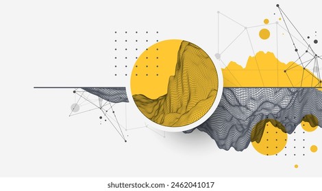 Abstractas fondo de alambre. Elementos de arte de ciencia o tecnología moderna. Ilustración de superficie. Vector.
