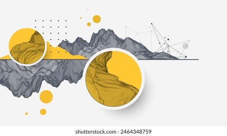 Abstract wireframe background. Modern science or technology art elements. Surface illustration. Vector.
