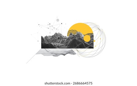 Fundo abstrato do modelo de arame. Elementos de arte moderna de ciência ou tecnologia. Ilustração de superfície.