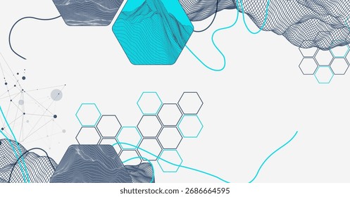 Fondo Abstractas del marco de alambre. Elementos de arte de ciencia o tecnología moderna. Ilustración de superficie.