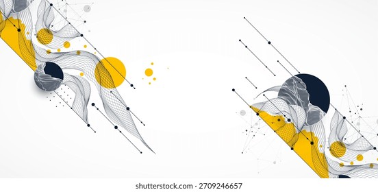 Fondo Abstractas del marco de alambre. Elementos de arte de ciencia moderna. Ilustración de superficie.