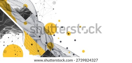 Abstract wireframe background. Modern science art elements. Surface illustration.