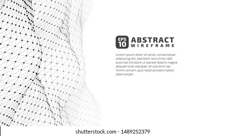 Abstract wireframe background poster. 3D grid technology illustration landscape. Digital Terrain Cyberspace in the Mountains with valleys. Data Array. | EPS10 Vector.