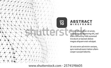 Abstract wireframe background, poster. 3D grid technology illustration wire. Design materials. Digital Cyberspace. Data Array. | EPS10 Vector.