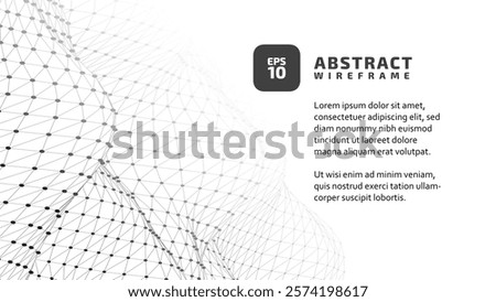 Abstract wireframe background, poster. 3D grid technology illustration wire. Design materials. Digital Cyberspace. Data Array. | EPS10 Vector.