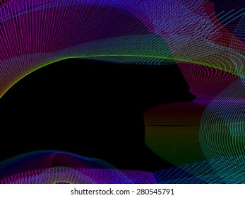 abstract wireframe distortions, vector composition with motion effect