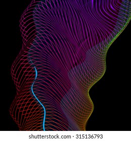 abstract wireframe distortions, vector composition with motion effect