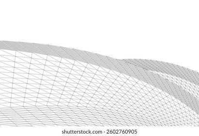 Abstract Wireframe Flow - Dynamic Curved Mesh Lines - Vector Illustration