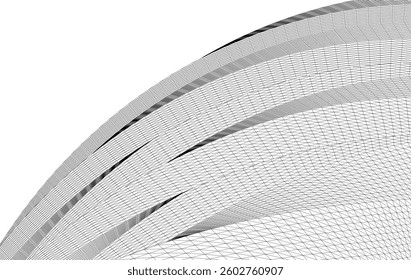 Abstract Wireframe Flow - Dynamic Curved Mesh Lines - Vector Illustration