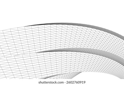 Abstract Wireframe Flow - Dynamic Curved Mesh Lines - Vector Illustration