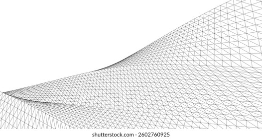 Abstract Wireframe Flow - Dynamic Curved Mesh Lines - Vector Illustration