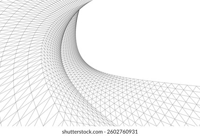 Abstract Wireframe Flow - Dynamic Curved Mesh Lines - Vector Illustration
