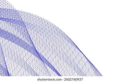 Abstract Wireframe Flow - Dynamic Curved Mesh Lines - Vector Illustration