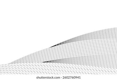 Abstract Wireframe Flow - Dynamic Curved Mesh Lines - Vector Illustration