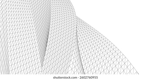 Abstract Wireframe Flow - Dynamic Curved Mesh Lines - Vector Illustration