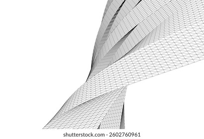Abstract Wireframe Flow - Dynamic Curved Mesh Lines - Vector Illustration