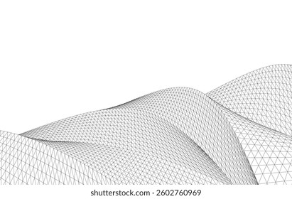 Abstract Wireframe Flow - Dynamic Curved Mesh Lines - Vector Illustration