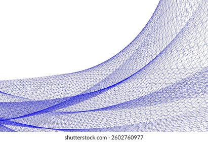 Abstract Wireframe Flow - Dynamic Curved Mesh Lines - Vector Illustration