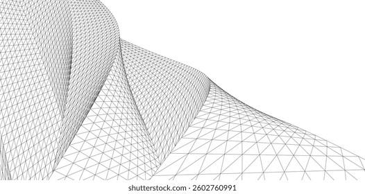 Abstract Wireframe Flow - Dynamic Curved Mesh Lines - Vector Illustration