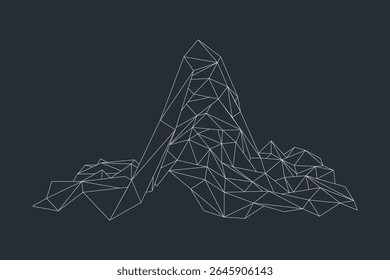 Abstract wireframe geometric objects with white linear triangles and polygons