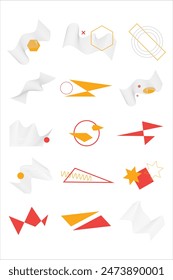Abstract wireframe geometric shape vector element bundle