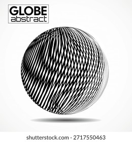 Abstract wireframe globe isolated on white background, futuristic line sphere