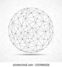 Abstract wireframe globe sphere, network connections with dots and lines. Vector