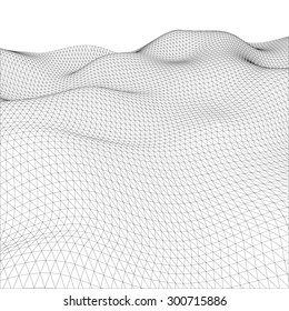 Abstract wire-frame grid. Illustration created of 3d. EPS 10 vector format.