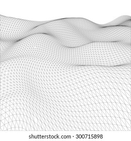 Abstract wire-frame grid. Illustration created of 3d. EPS 10 vector format.