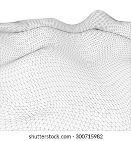 Abstract wire-frame grid. Illustration created of 3d. EPS 10 vector format.