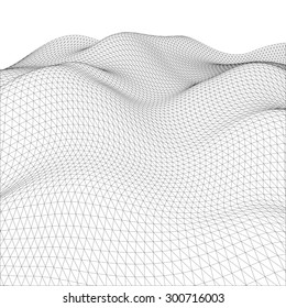 Abstract wire-frame grid. Illustration created of 3d. EPS 10 vector format.