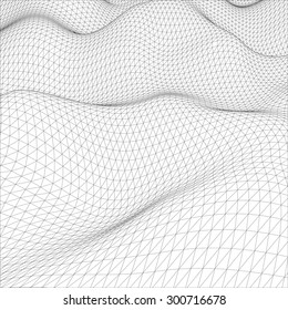 Abstract wire-frame grid. Illustration created of 3d. EPS 10 vector format.
