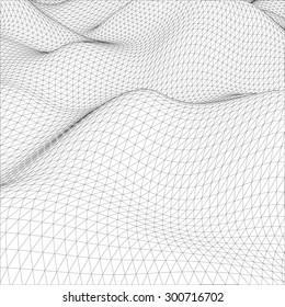 Abstract wire-frame grid. Illustration created of 3d. EPS 10 vector format.
