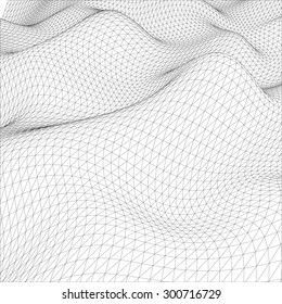 Abstract wire-frame grid. Illustration created of 3d. EPS 10 vector format.