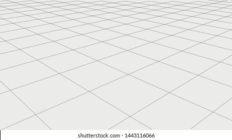 Abstract Wireframe Landscape.  Detailed Lines On White Background. 3d Abstract Grid Backdrop