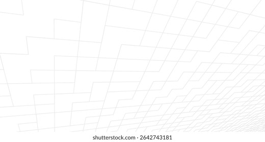 Abstract wireframe landscape.  Detailed lines on white background. 3d abstract grid backdrop