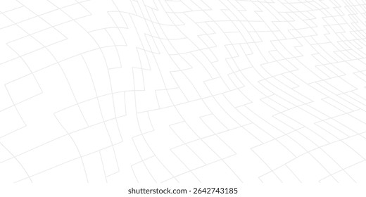 Abstract wireframe landscape.  Detailed lines on white background. 3d abstract grid backdrop, eps 10