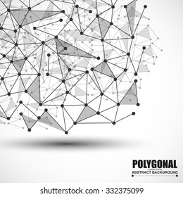 Abstract wireframe mesh polygonal background with connected lines and dots
