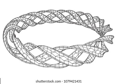 Abstract wireframe mesh ring. Grid technology illustration data array. Vector illustration.