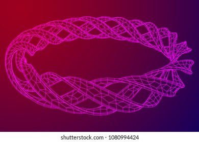 Abstract wireframe mesh ring. Grid technology illustration data array. Vector illustration.