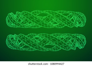 Abstract wireframe mesh ring. Grid technology illustration data array. Vector illustration.