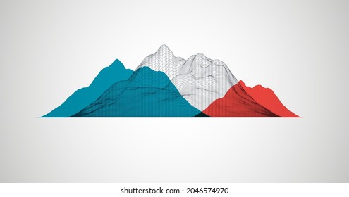 Abstrakter Wireframe-Berg-Hintergrund. Moderne Kunstelemente aus Wissenschaft oder Technik. Oberflächengrafik. Vektorgrafik.