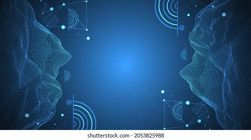 Abstract wireframe mountain background. Modern science or technology art elements. Surface illustration. Vector.