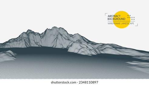 Resumen del fondo de montaña del alambre. Elementos artísticos modernos de ciencia o tecnología. Ilustración superficial.