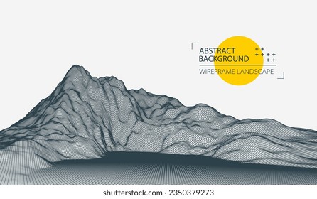 Resumen del fondo de montaña del alambre. Elementos artísticos modernos de ciencia o tecnología. Ilustración superficial.