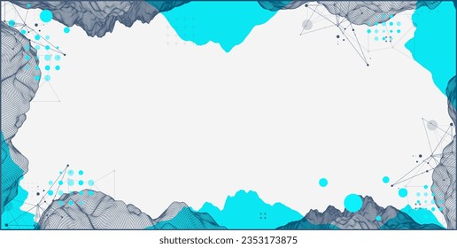 Abstract wireframe mountain background. Modern science or technology art elements. Surface illustration. Vector
