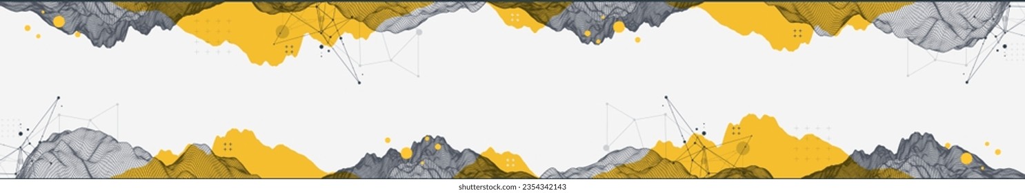 Abstrakter Wireframe-Berg-Hintergrund. Moderne Kunstelemente aus Wissenschaft oder Technik. Oberflächengrafik. Vektorgrafik