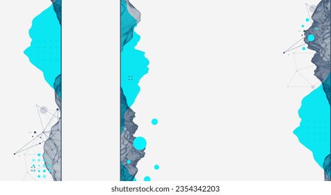 Abstract wireframe mountain background. Modern science or technology art elements. Surface illustration. Vector